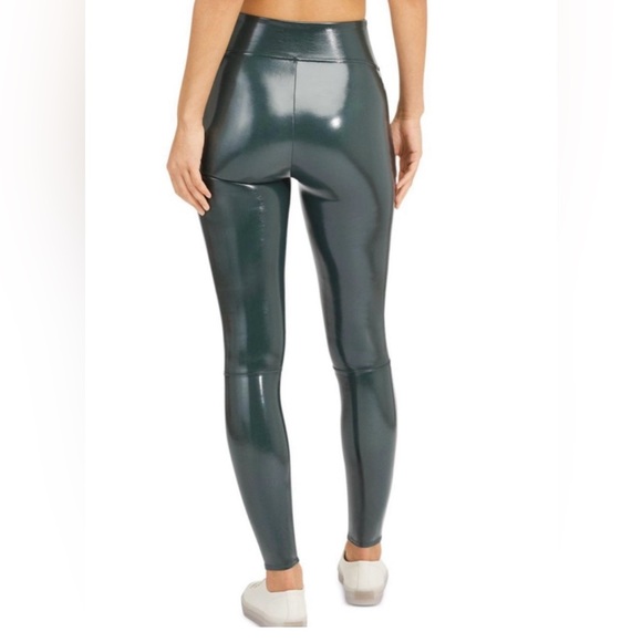Spanx Faux Leather Leggings in Deep Green - Picture 3 of 7